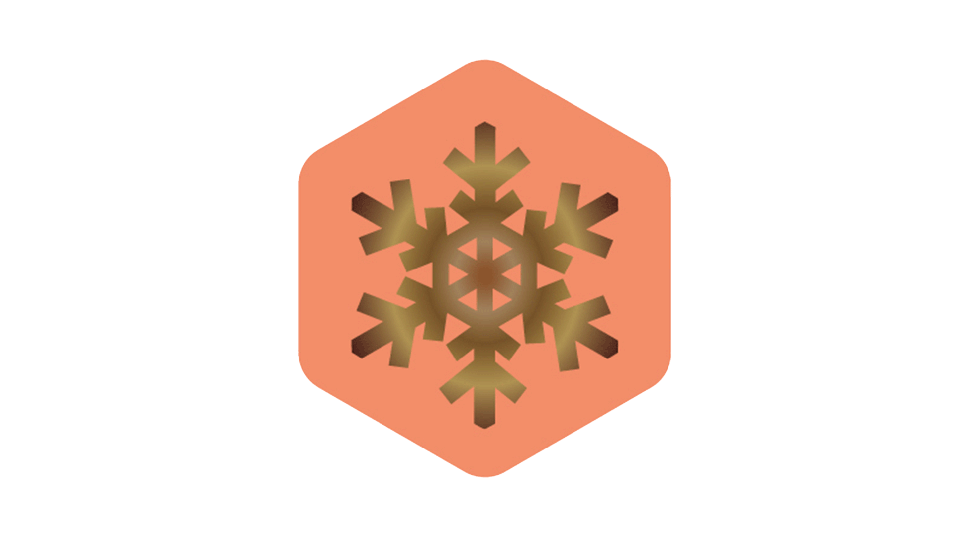 Snöflinga i brons på orange sexkantig bakgrund