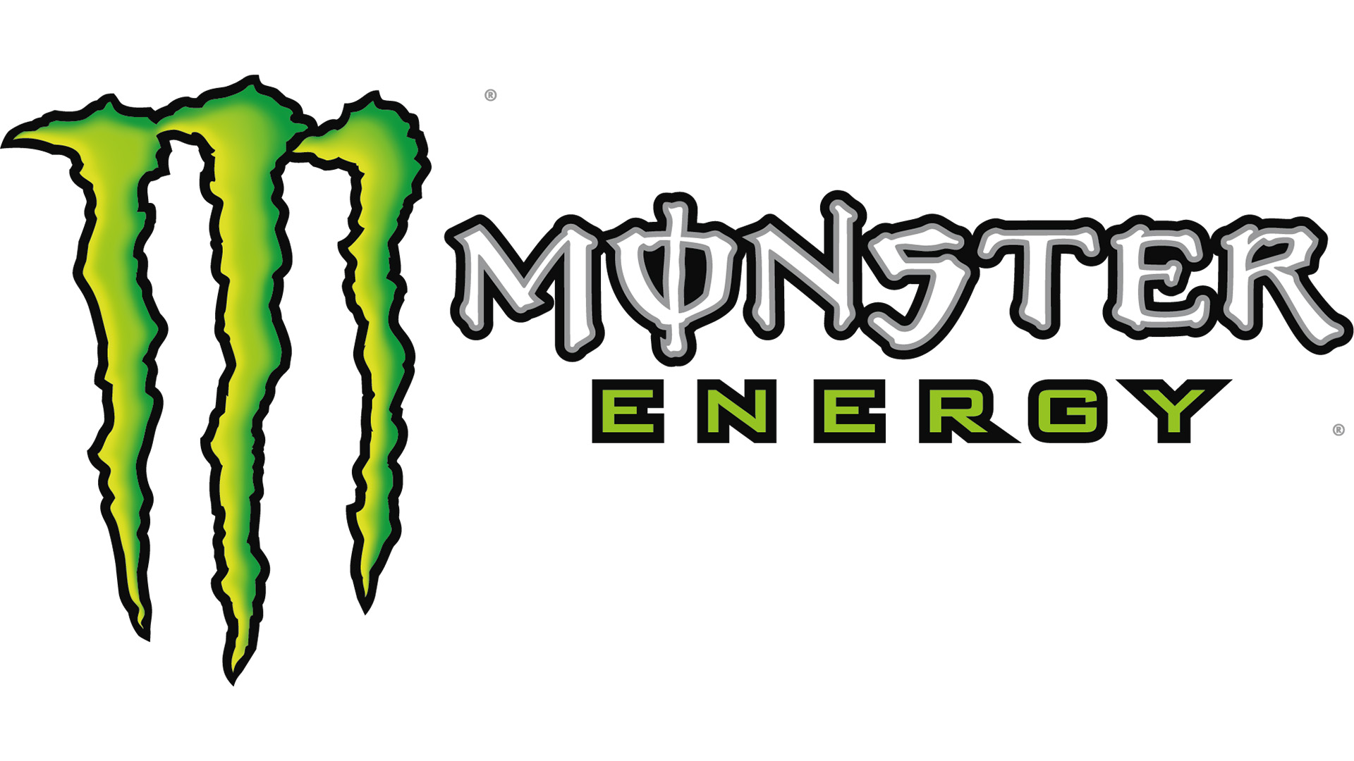 Logotyp för Monster Energy med ett grönt klo-märke