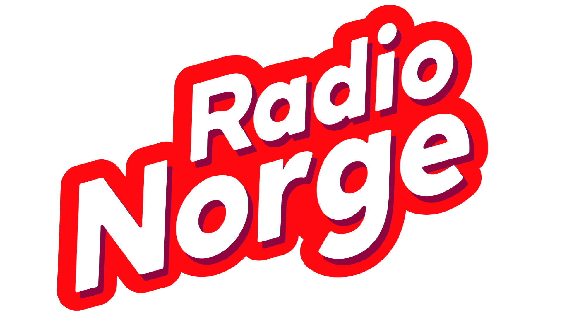 Logotyp för Radio Norge med vit text och röd bakgrund