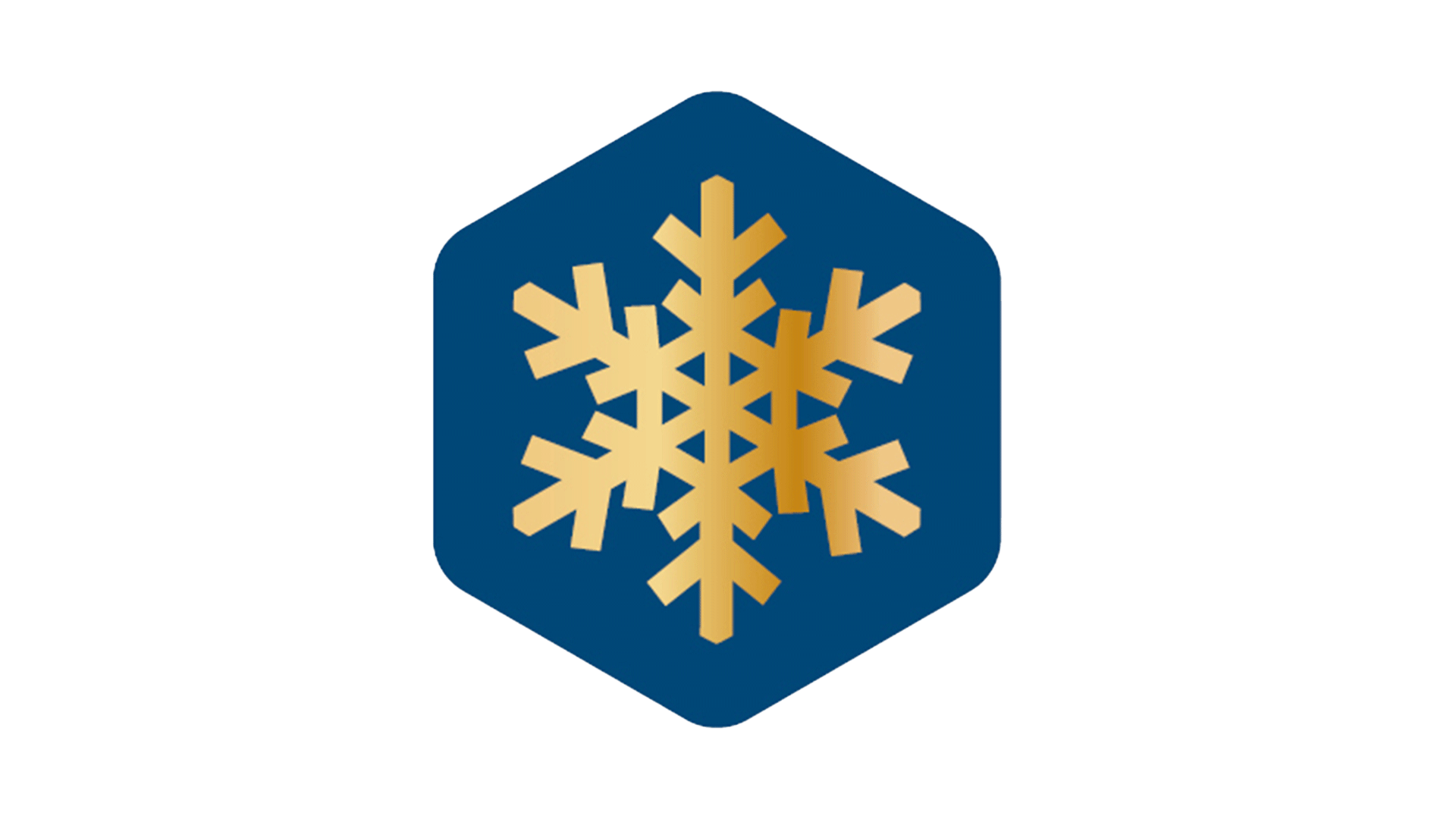 Gyllene snöflinga på blå hexagonal bakgrund, symbol för vinter och kyla