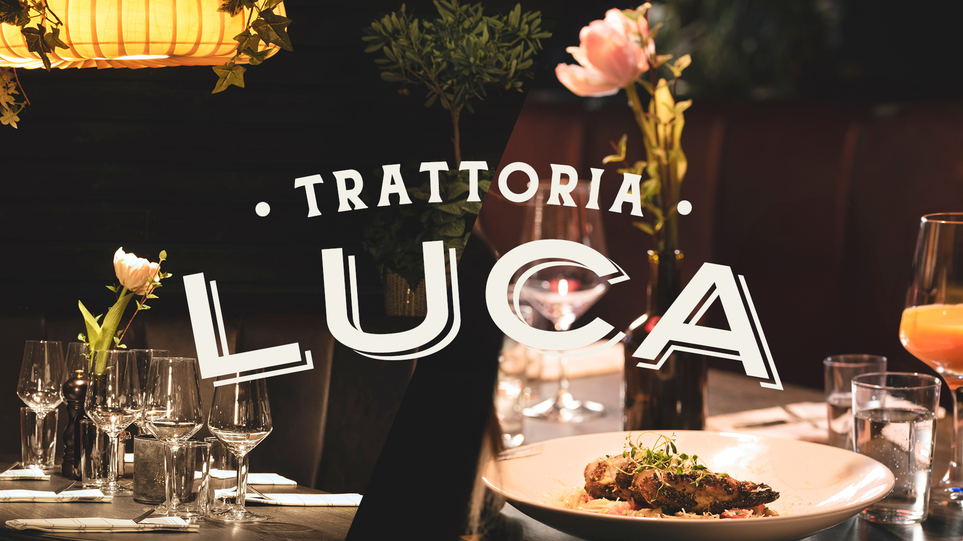 Restaurangbord på Trattoria Luca med elegant dukning och levande ljus