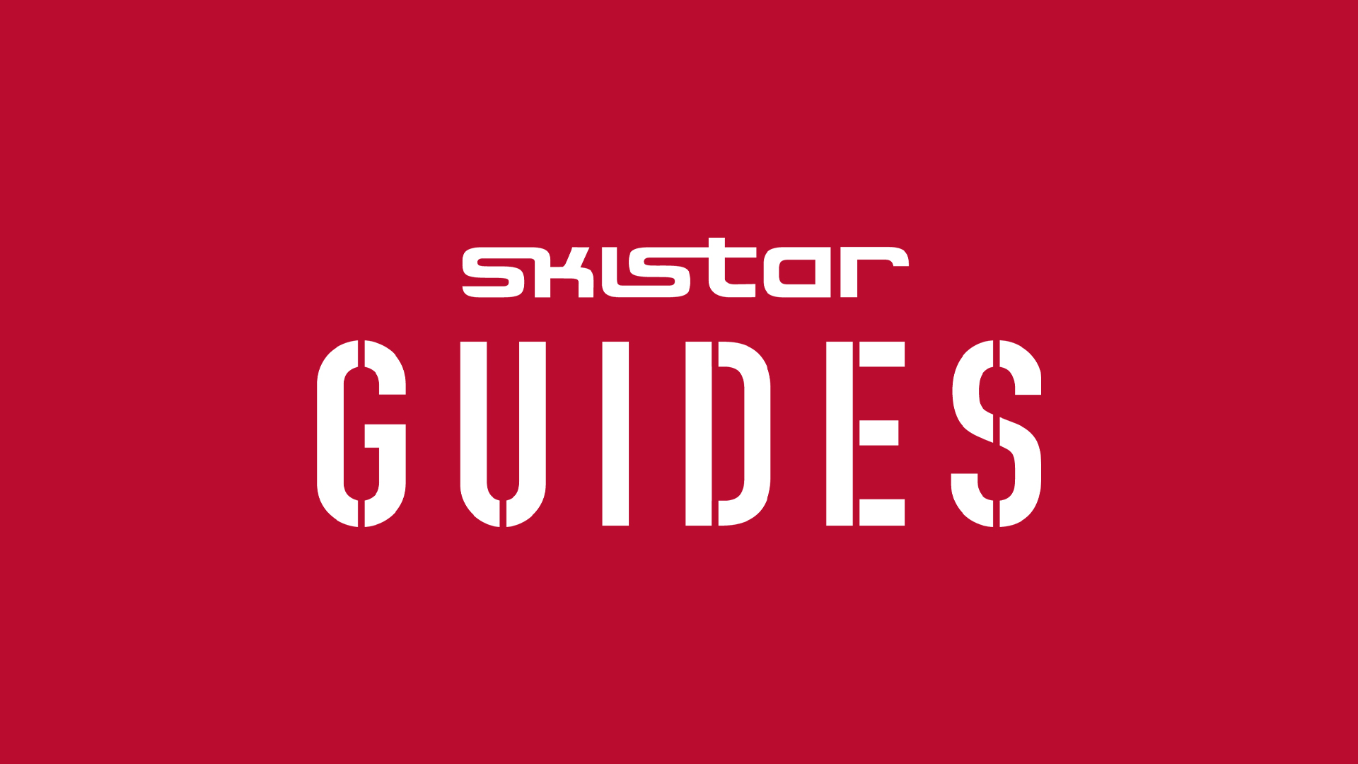 Skistar Guides logotyp på en röd bakgrund