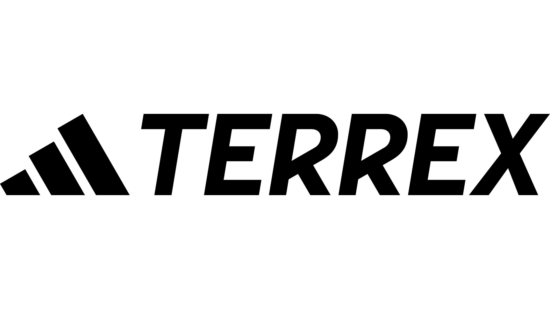 Adidas Terrex logotyp i svart med stiliserade bergstoppar