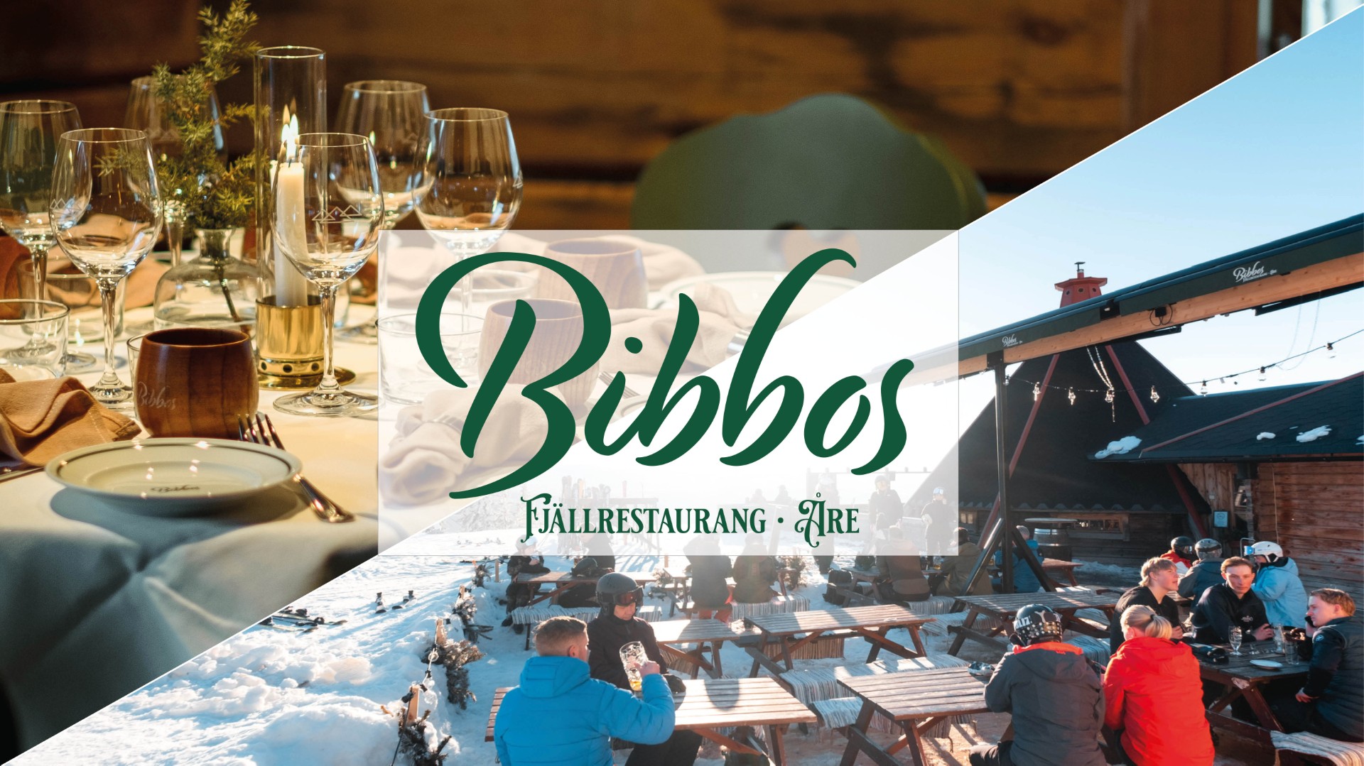 Bibbos Fjällrestaurang Åre, med dukat bord och utomhusservering i ett snölandskap