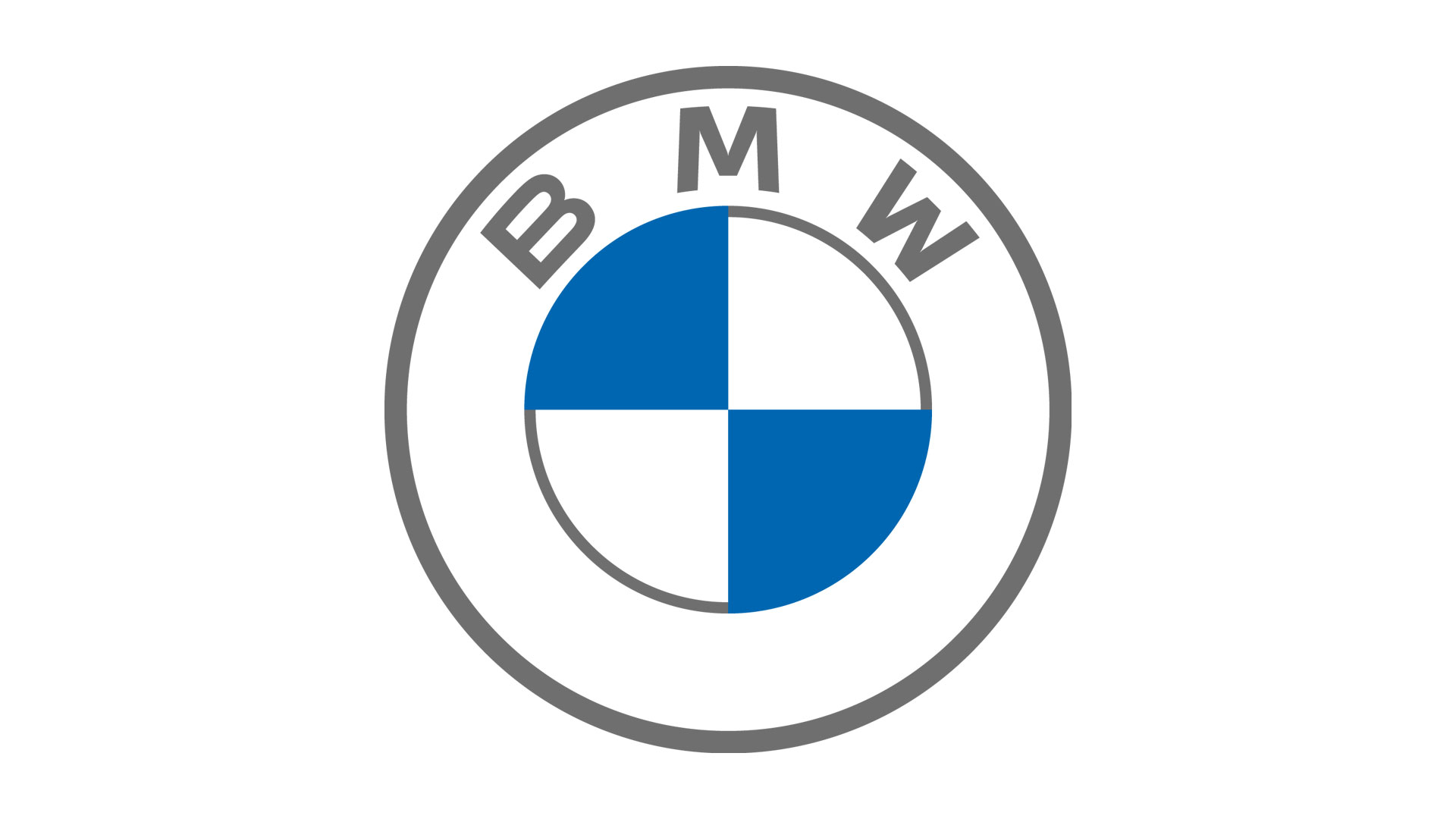 BMWs logo, blå og hvit sirkel med bokstavene B, M, W øverst, kjent bilprodusent