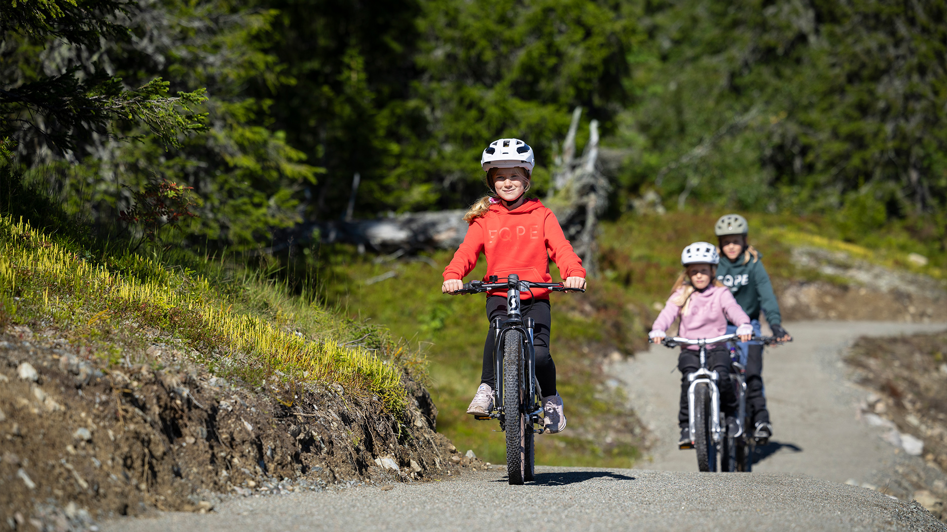 Personer som hyrt cyklar för att cykla i fjällen.